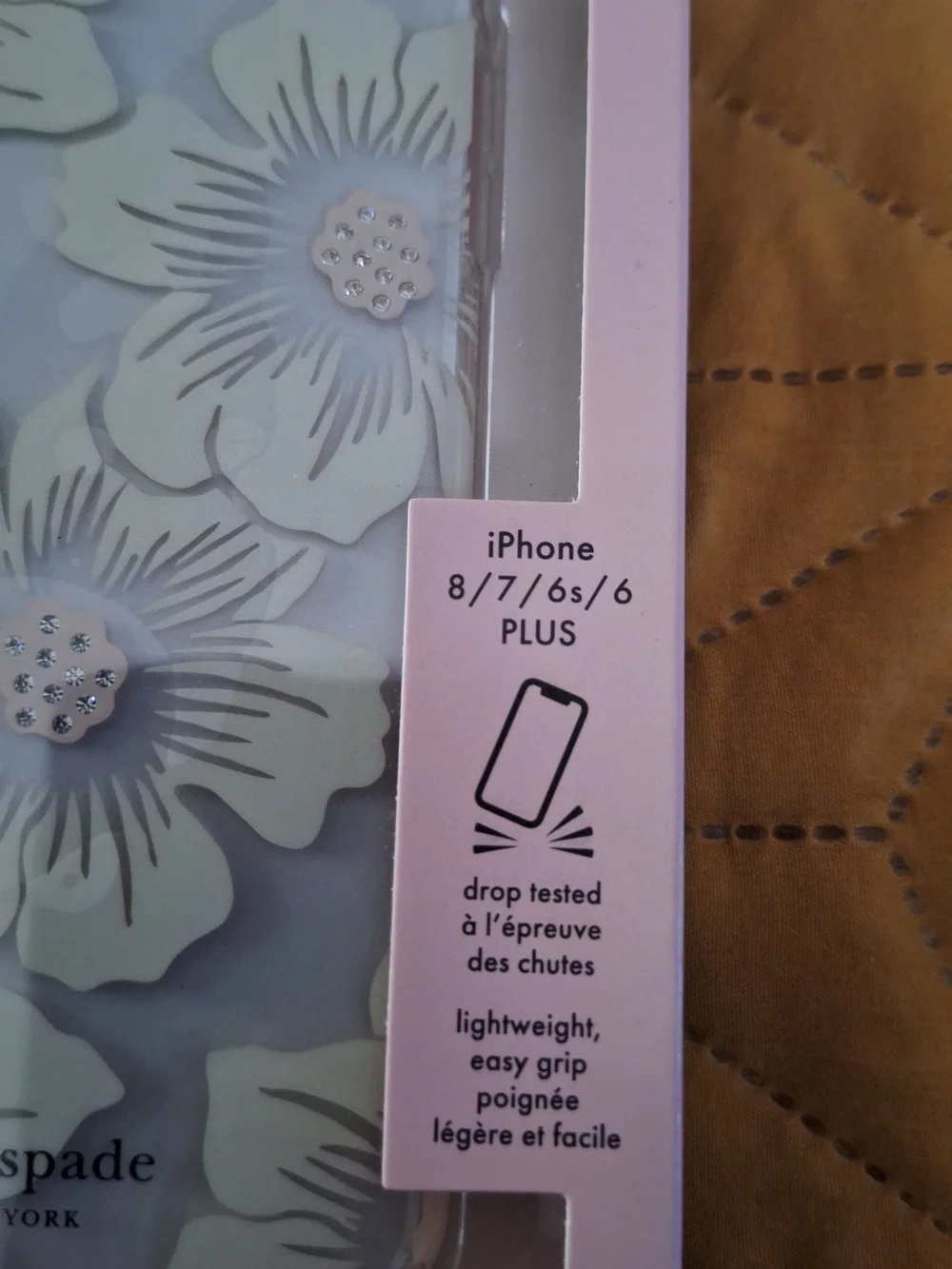 kate spade Pale Pink And Floral Hardshell iPhone Case with Rhinestone Centers